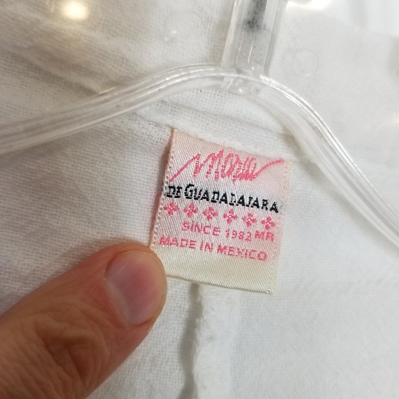 Maria Guadalajara Women Cotton Blouse Top  Sz M White Asymmetrical Boho Beach - Picture 9 of 10